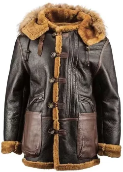 Men’s B7 Shearling Brown Hooded Leather Jacket