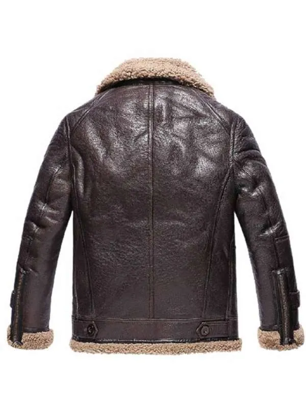 Men Lambskin Shearling Brown Leather Jacket