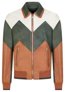 Men’s MultiColor Bomber Leather Jacket