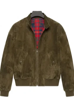 Men’s Reversible Brown Suede Bomber Jacket