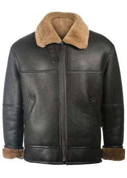 Men’s Sheepskin Shearling Black Leather Jacket