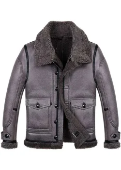 Men’s Stylish B3 Grey Shearling Flight Jacket