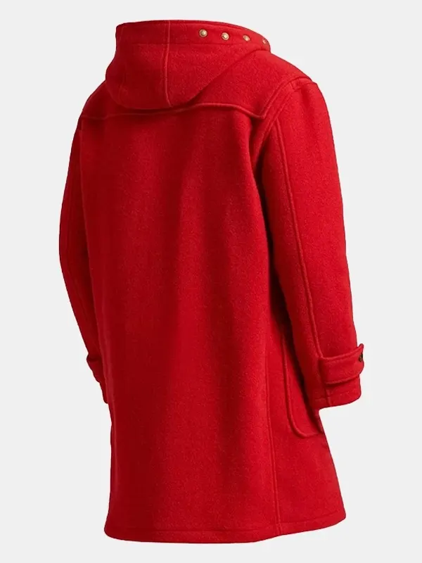 Arnold Schwarzenegger Santa Red Wool Hooded Coat