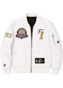 NY Knicks 2026 Champions White Leather Jacket
