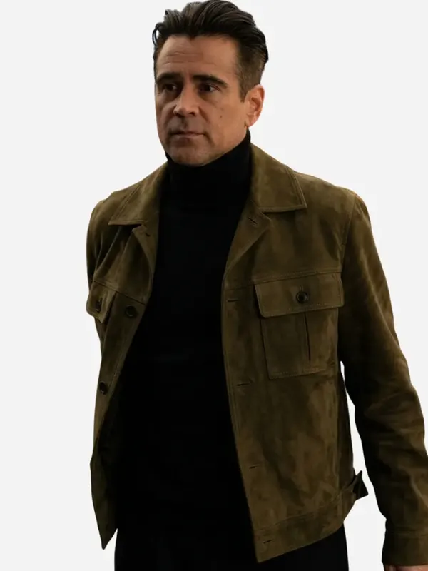 Colin Farrell Patient Zero 2026 Brown Suede Leather Jacket
