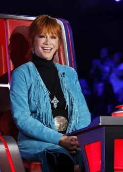 The Voice S28 Reba McEntire Blue Fringe Coat