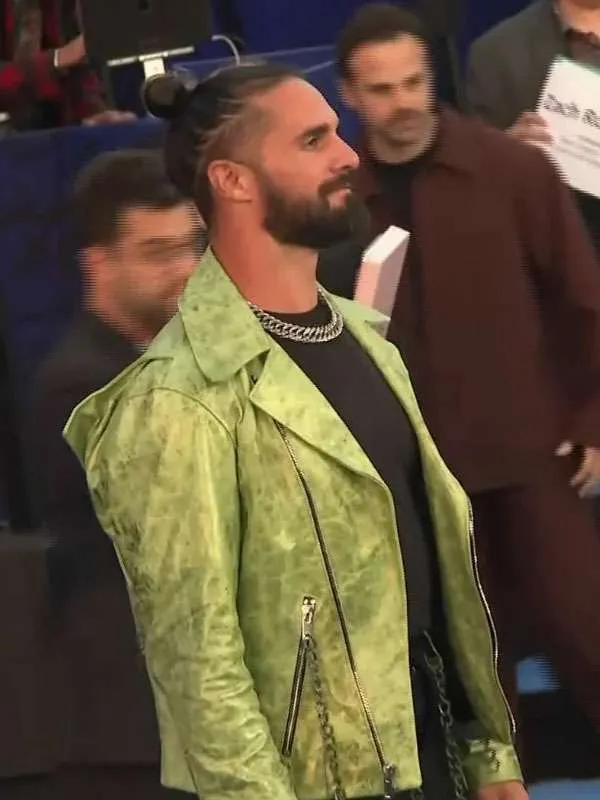 Street Fighter 2026 Seth Rollins Green Leather Jacket