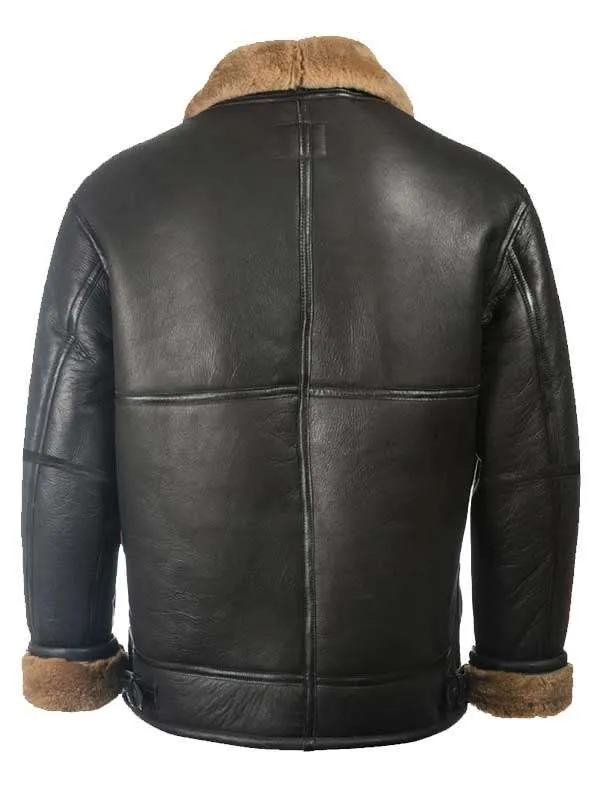 Men’s Sheepskin Shearling Black Leather Jacket