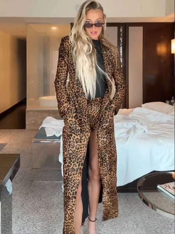WNBA 2026 Sophie Cunningham Leopard Print Long Coat