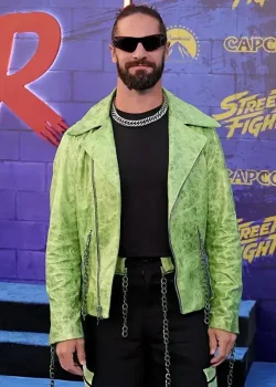 Street Fighter 2026 Seth Rollins Green Leather Jacket
