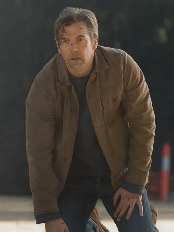 Last Seen Patrick Brammall Brown Cotton Jacket
