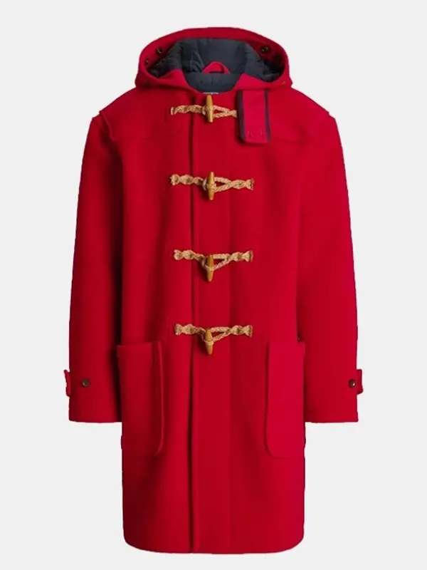 Movie The Man with the Bag 2026 Santa Red Wool Hooded Coat