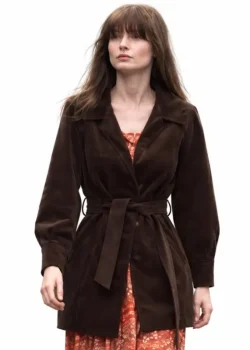 Trespasses Lola Petticrew Brown Velvet Coat