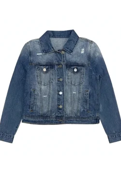 Womens Distressed Blue Denim Jacket